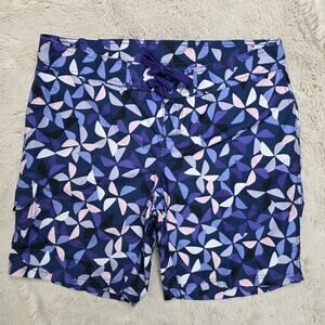 Kanu Surf Swim Board Shorts Womens 14 Purple geometric Drawstring UPF 50+